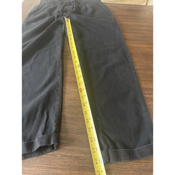 J.Crew Pants Black Linen Blend Pull On Tapered High Rise Drawstring 4 - Picture 7 of 7